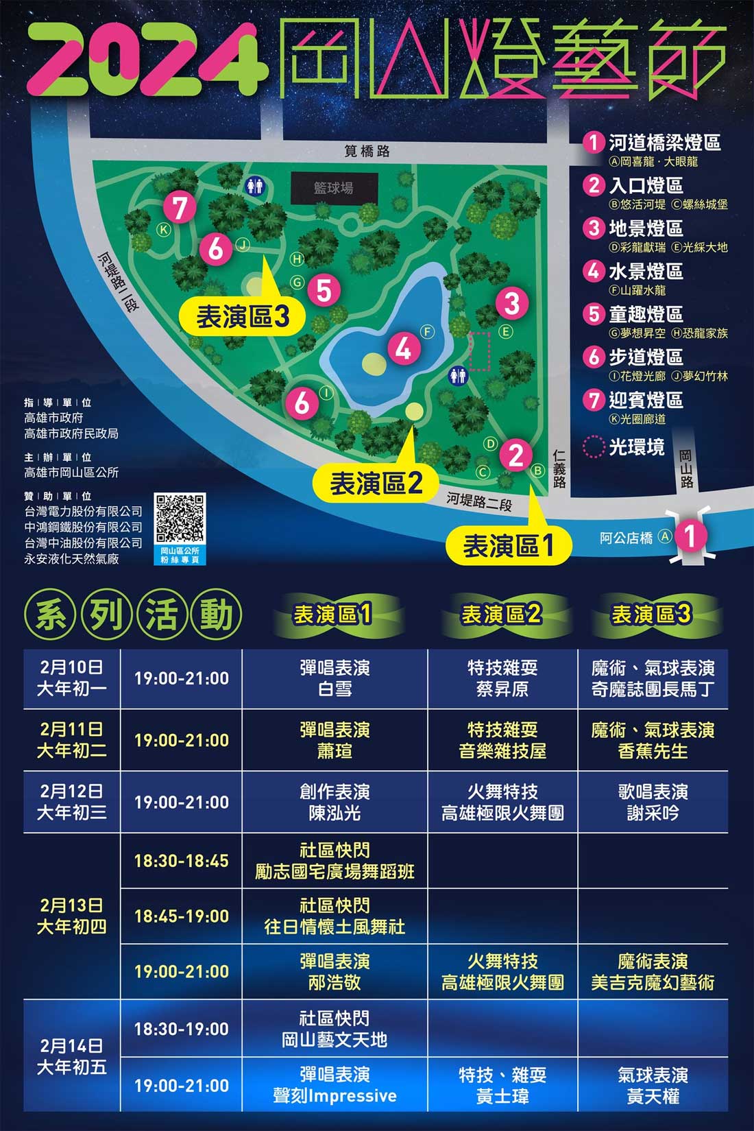 高雄｜2024岡山燈藝節萌巨龍亮眼，數個燈區展出與交通資訊